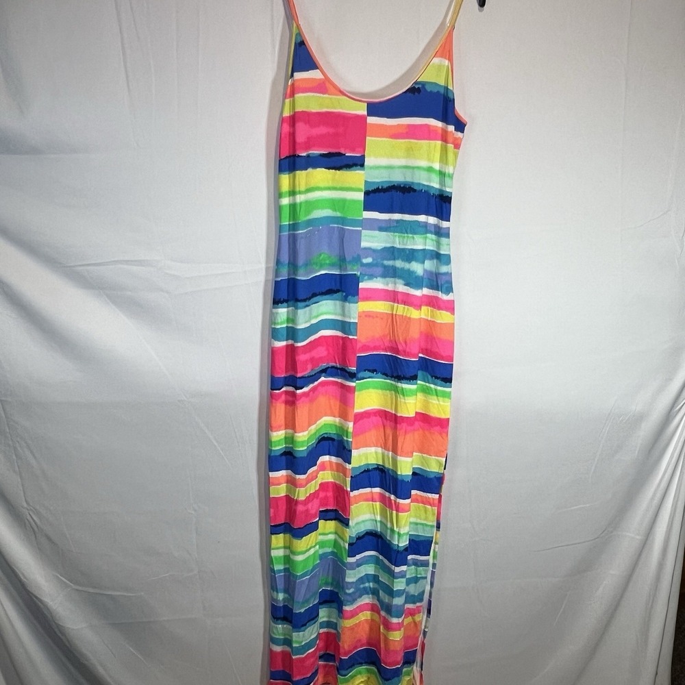 Lilly Pulitzer Gigi Dress Small Womens‎ Maxi Blurred Stripe Rainbow Beach Strap